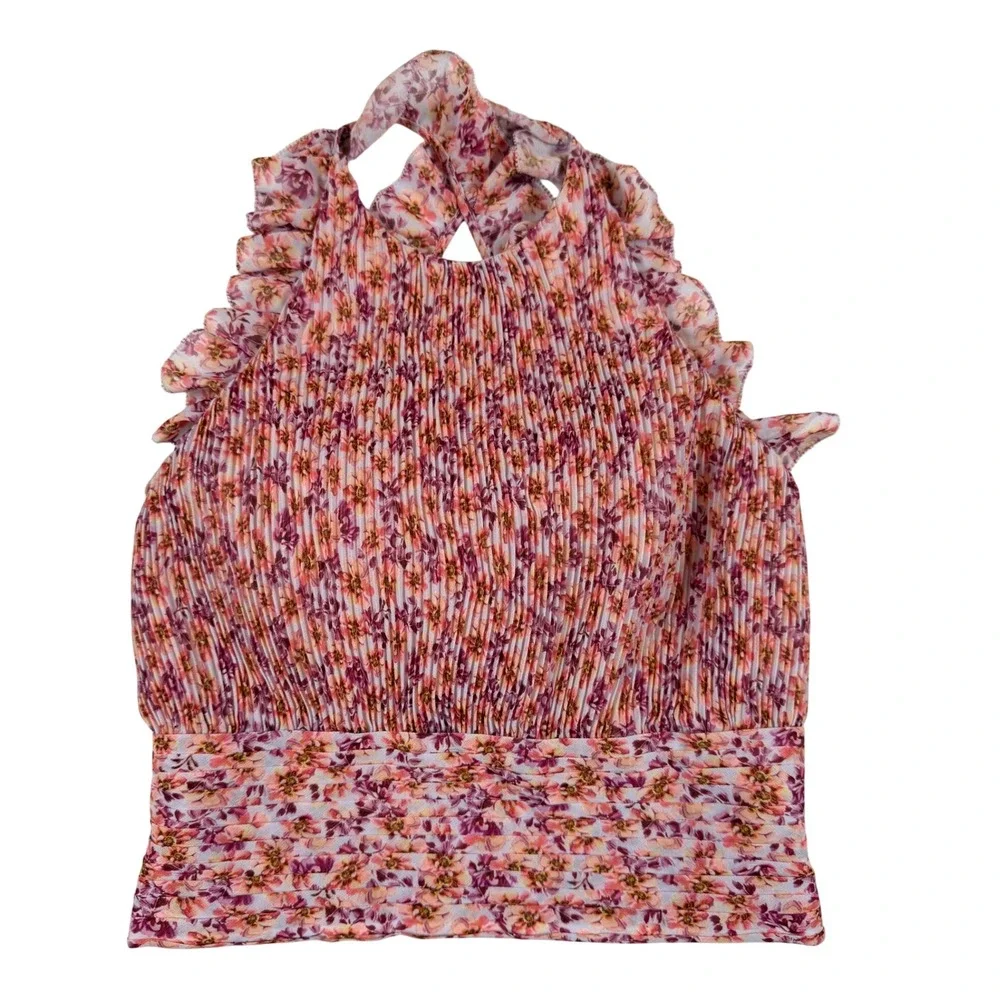 Amur Women's Caelynn Floral Smocked Ruffle Cross Back Top Size‎ XS